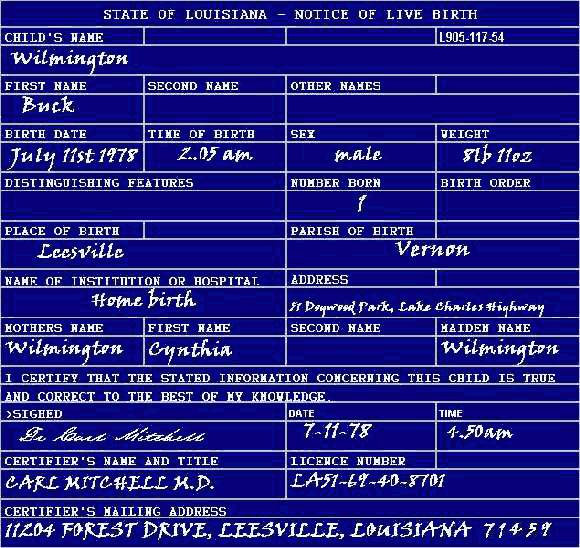 State Of Louisiana Notice Of Live Birth