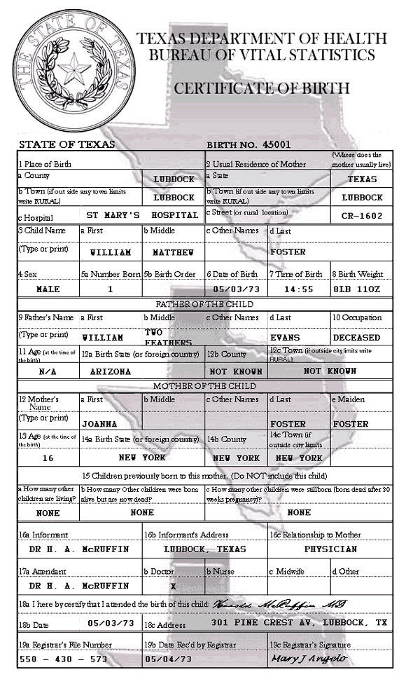 Texas Department Of Health Bureau Of Vital Statistics